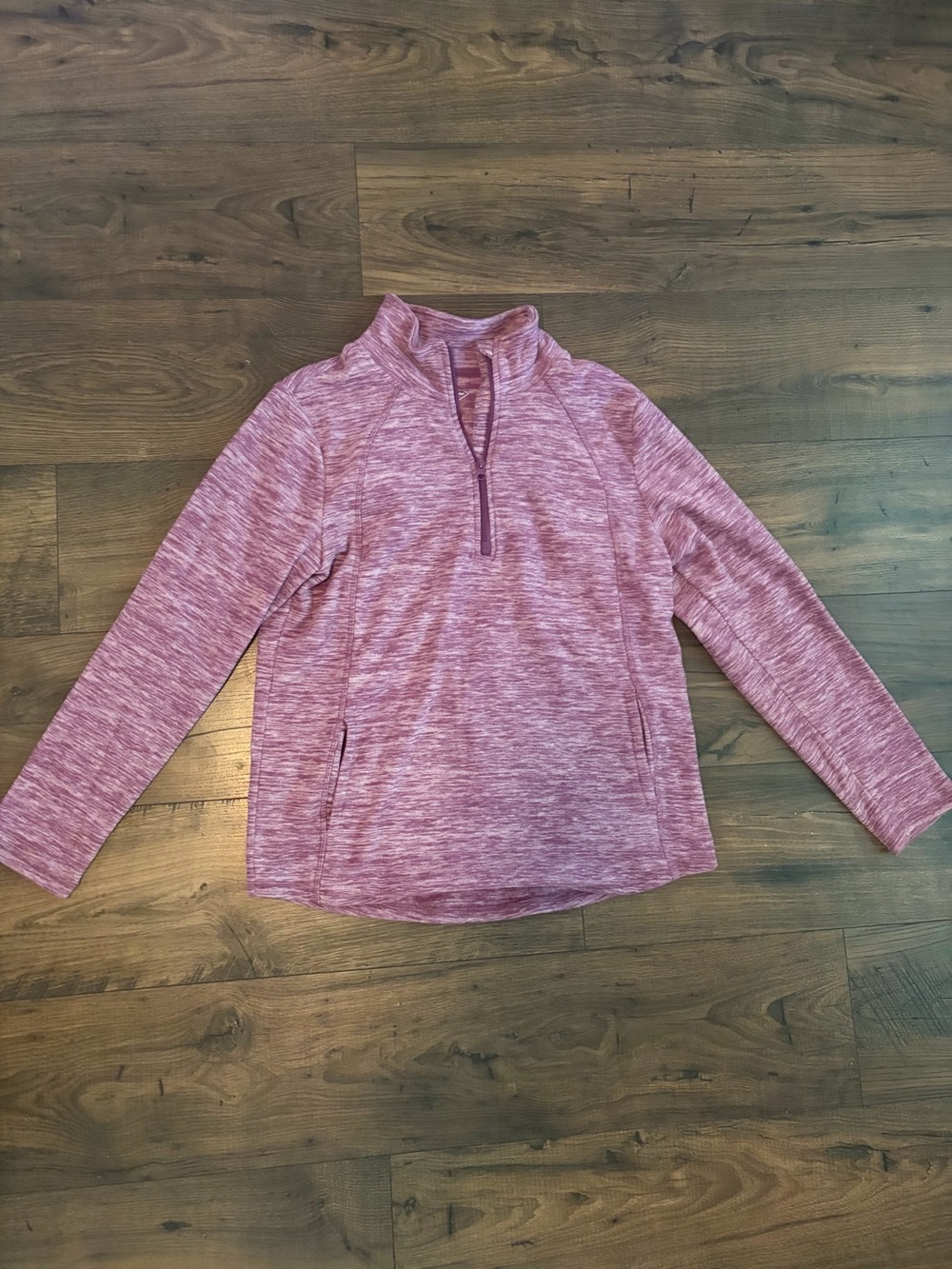 St. John's Bay Heathered Pink Half-Zip V-Neck Pullover